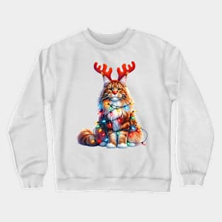 Christmas Red Nose Maine Coon Cat Crewneck Sweatshirt